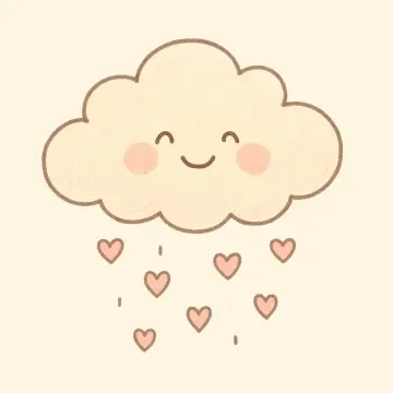 Jigsaw puzzle: A cute, smiling cartoon cloud with pink cheeks rains pink heart-shaped drops.