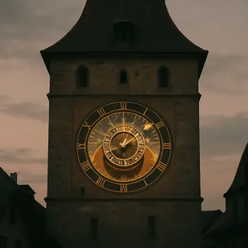 Jigsaw puzzle: Historic stone clock tower with an ornate golden clock face against a cloudy sky.