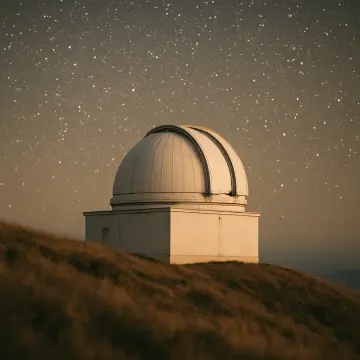 Jigsaw puzzle: A white observatory dome stands atop a grassy hill under a sky full of stars.
